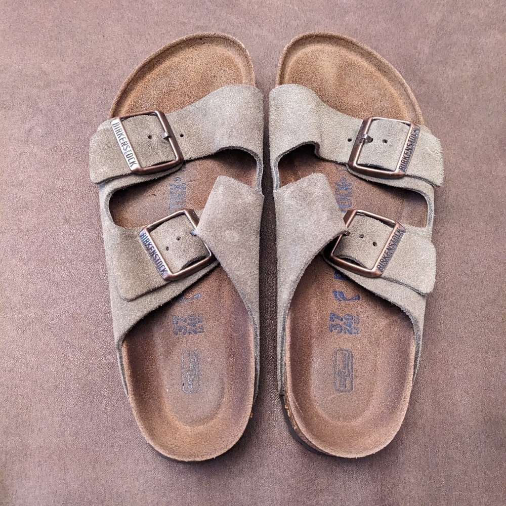 Birkenstock Suede Women's Sandals, Size 37 Narrow (Tan)